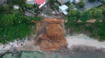 A landslide covered the beach in Odessa. Rescuers are looking for people under the ground